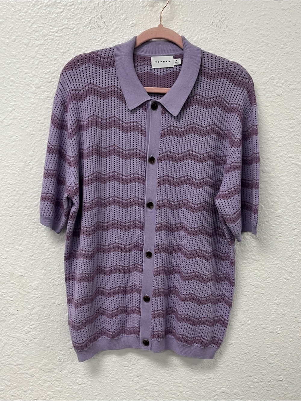 Topman Lilac Wave Knit Button-Up Cardigan ##1221